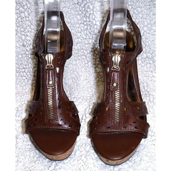 Carlos Santana brown cork wedge sandals - Picture 3 of 5